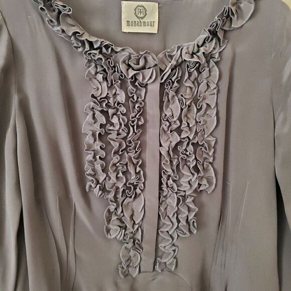 Monahmour Women's 100% Silk Blouse Gray Size Medium Lagenlook - Picture 8 of 8